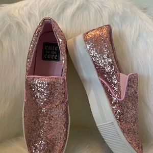 Glitter slip ons